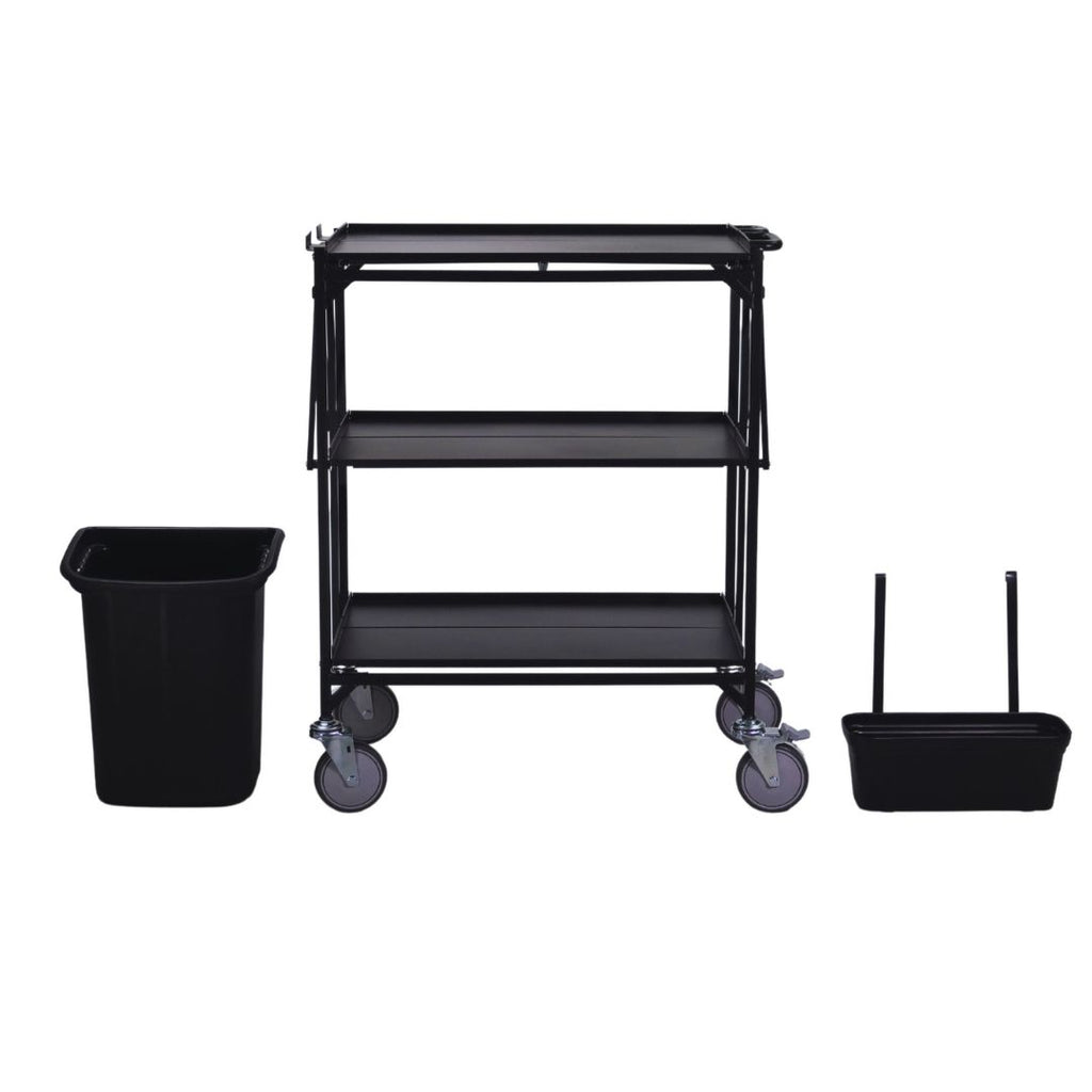 Gerobak Lipat Kelas Master, Abu-abu 2-rak yang Dapat Dilipat, kapasitas 550 lb, kastor putar ukuran 5"X1,5" dengan 2 rem. SM-3010H