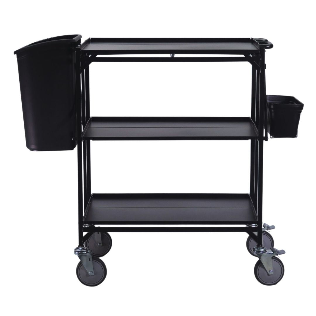 Gerobak Lipat Kelas Master, Abu-abu 2-rak yang Dapat Dilipat, kapasitas 550 lb, kastor putar ukuran 5"X1,5" dengan 2 rem. SM-3010H