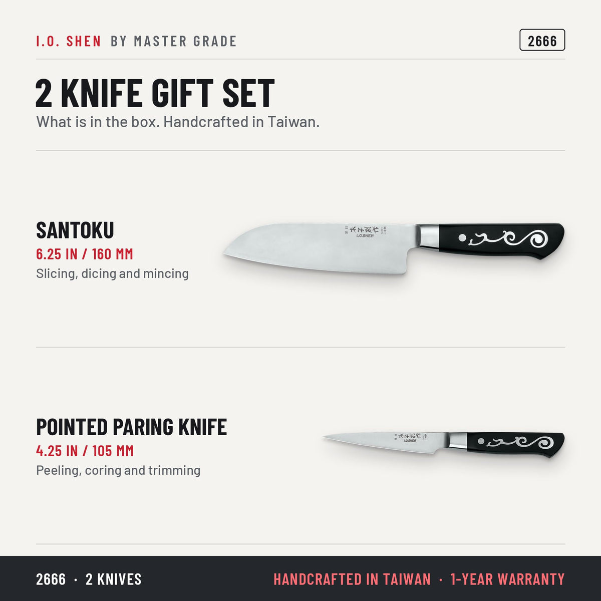I.O. Shen 2-knife gift set 2666, features and details