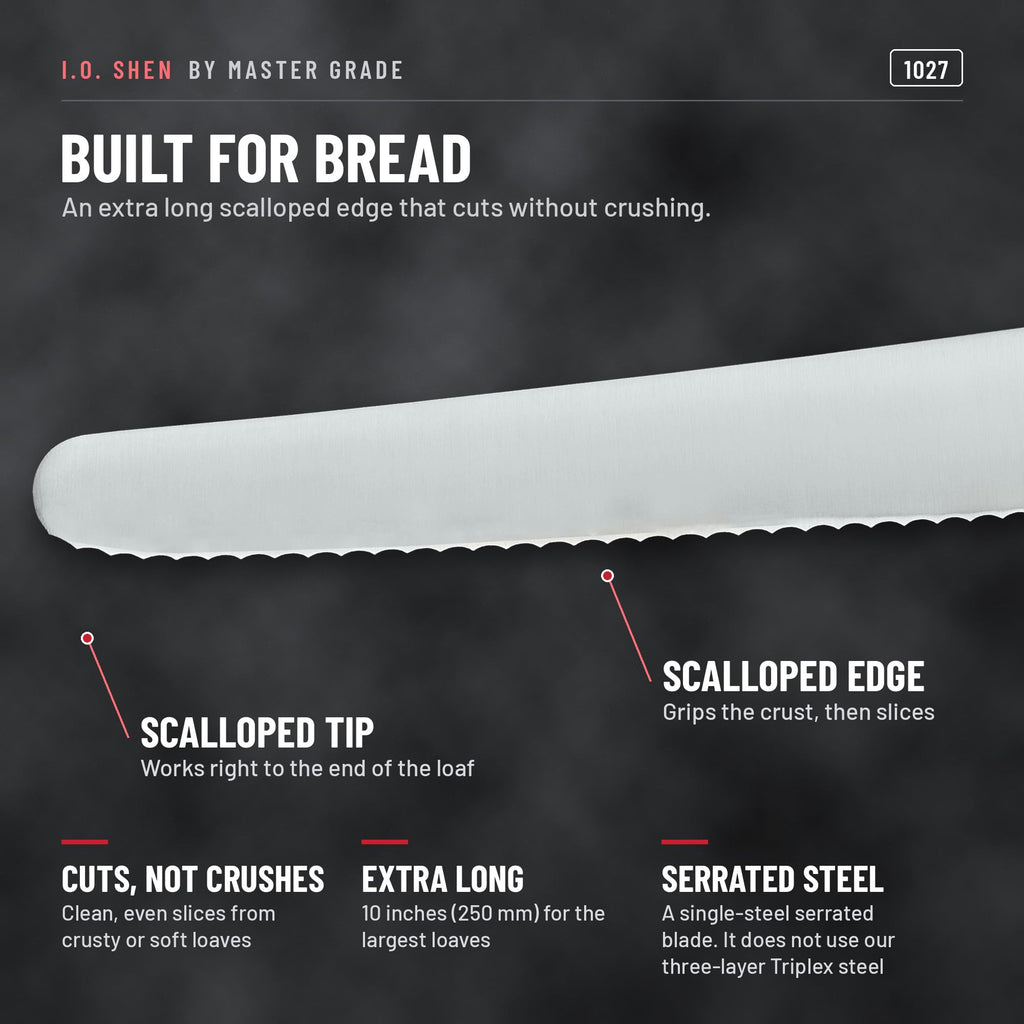 I.O. Shen 10 in bread knife 1027, features and details