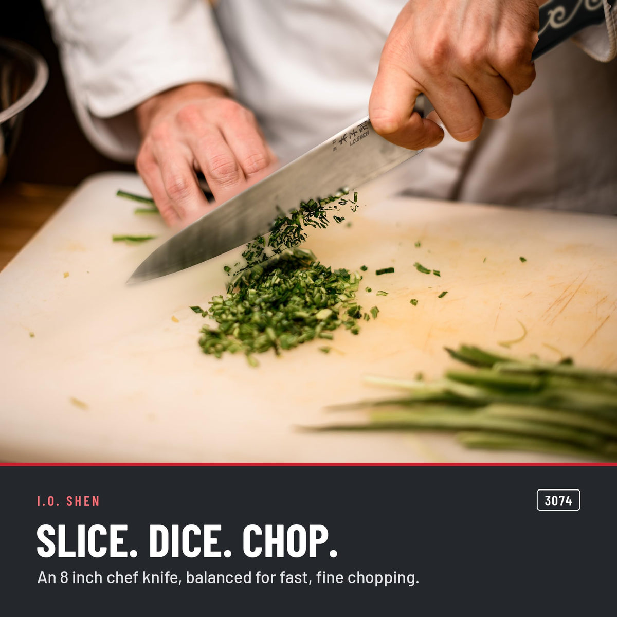 I.O. Shen 8 in chef knife 3074 in the kitchen