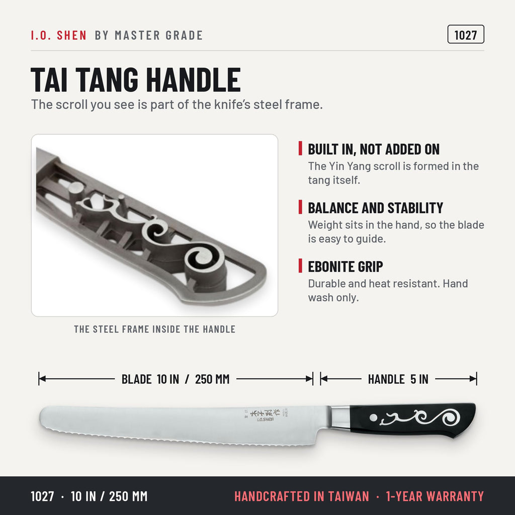 I.O. Shen 10 in bread knife 1027, features and details