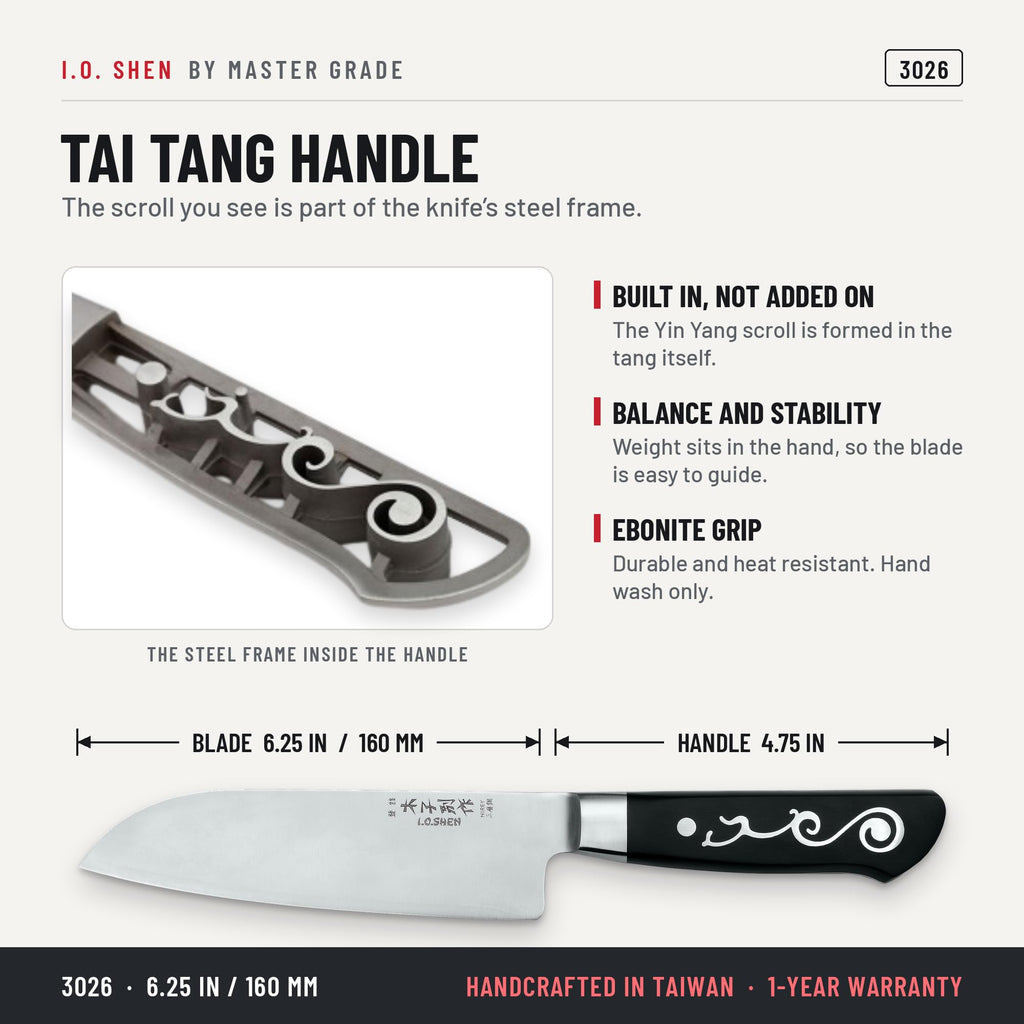 I.O. Shen 6.25 in santoku knife 3026, features and details