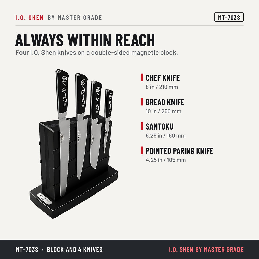 I.O. Shen 5-piece knife set with magnetic block MT-703S in the kitchen