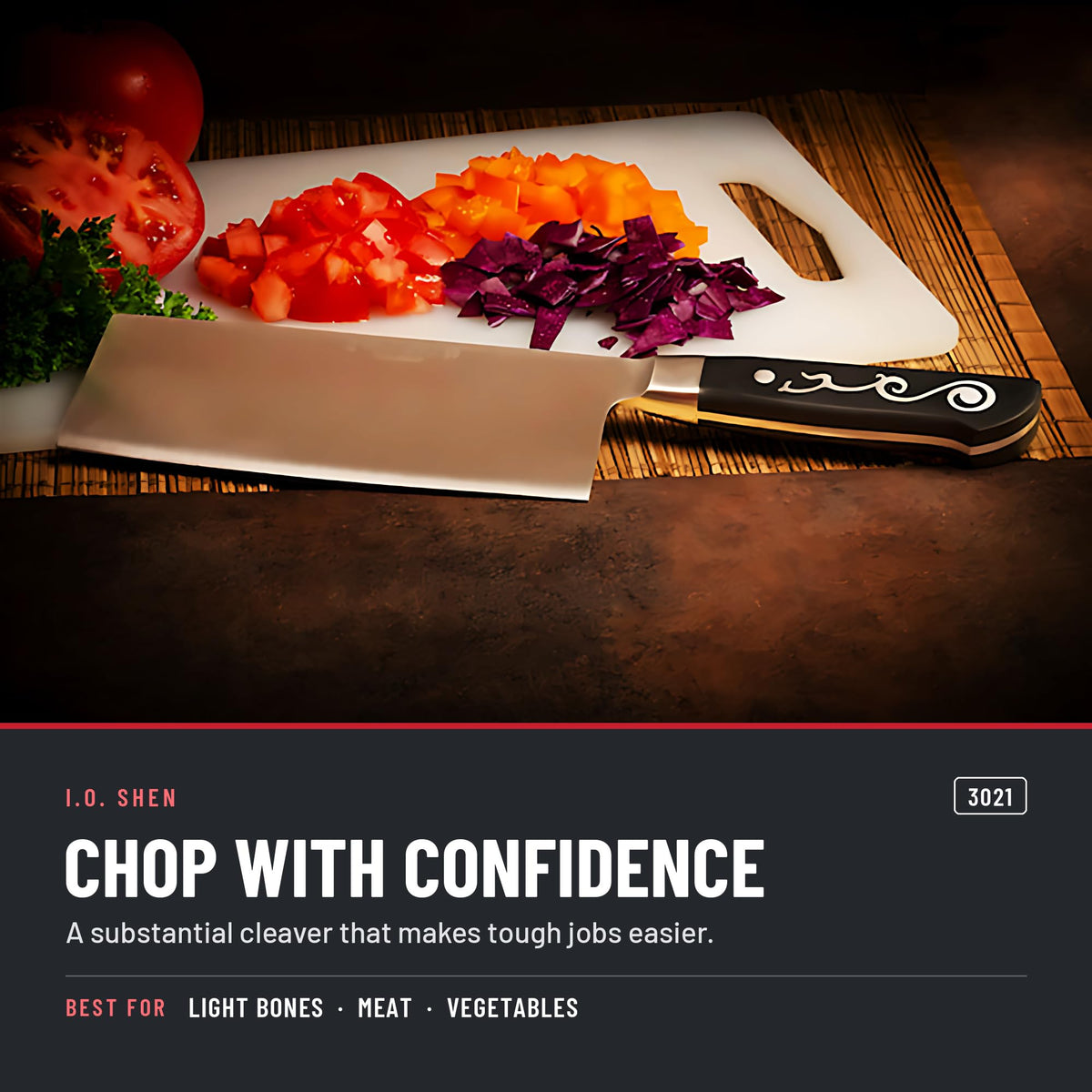 I.O. Shen 6.75 in heavy cleaver 3021 in the kitchen