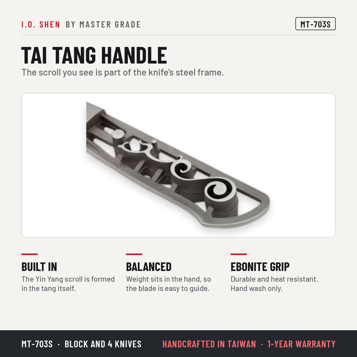 I.O. Shen 5-piece knife set with magnetic block MT-703S in the kitchen