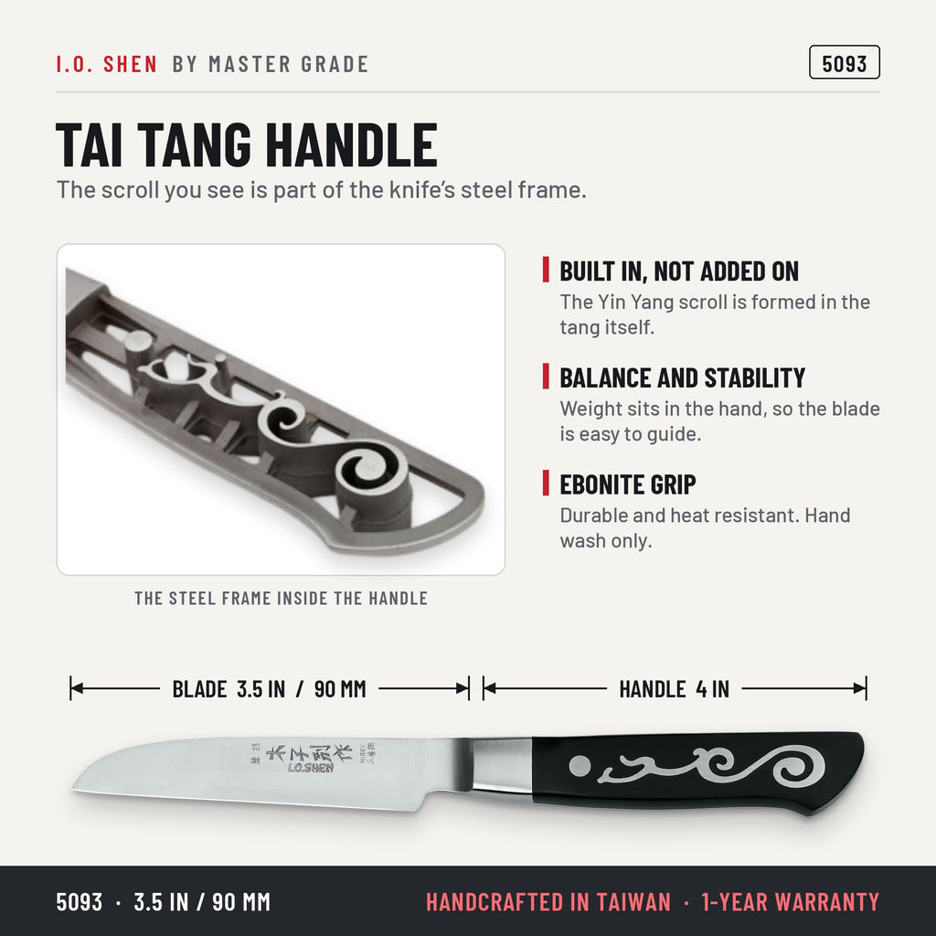 I.O. Shen 3.5 in curved paring knife 5093, features and details