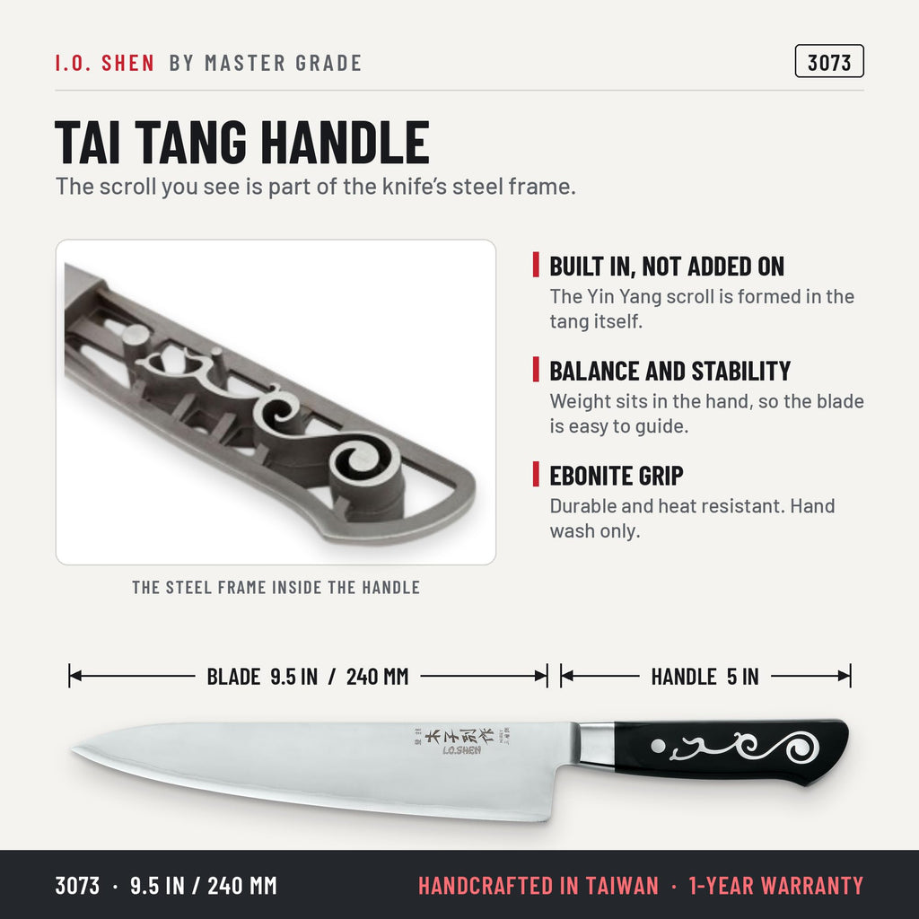 I.O. Shen 9.5 in chef knife 3073, features and details