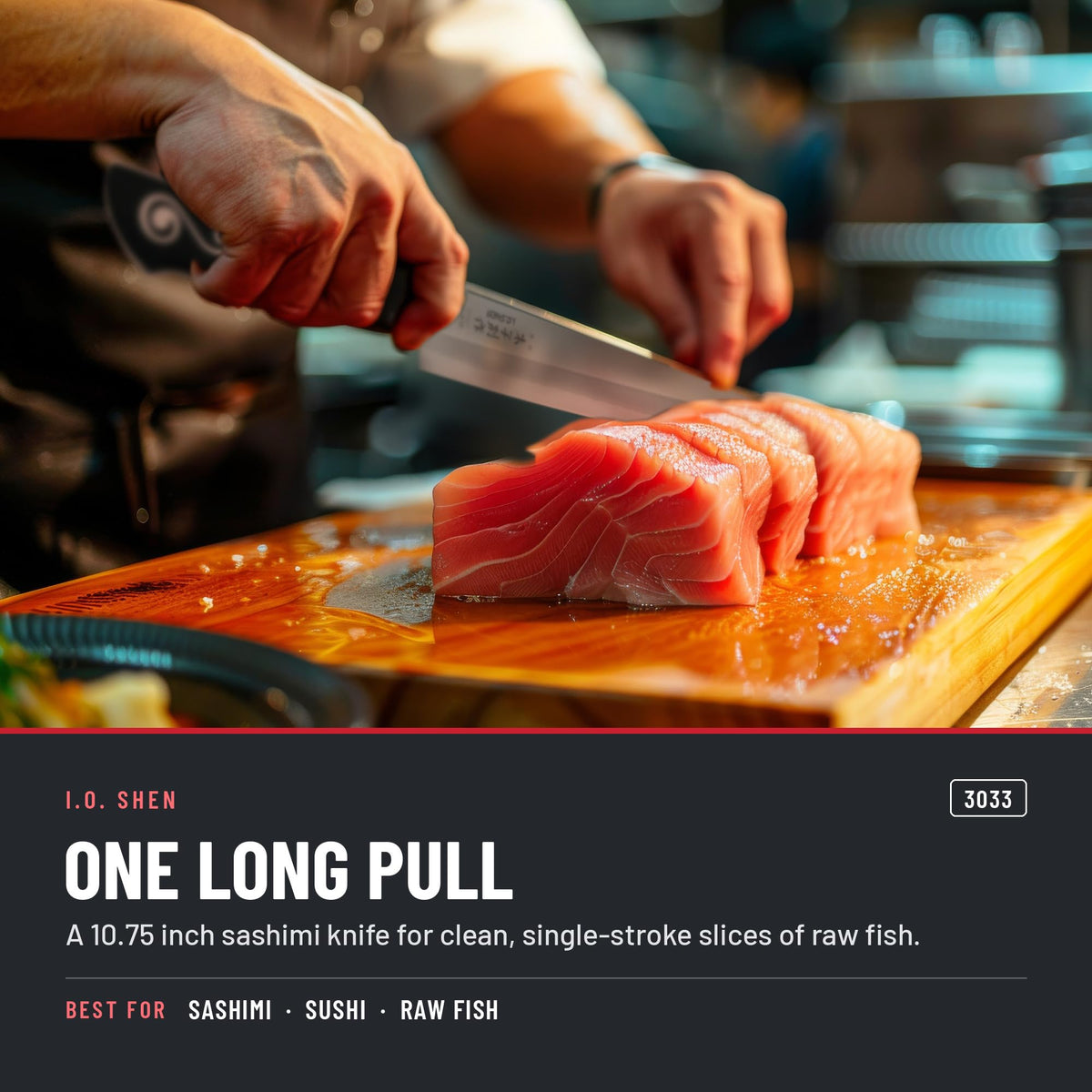 I.O. Shen 10.75 in right-handed sashimi knife 3033R in the kitchen