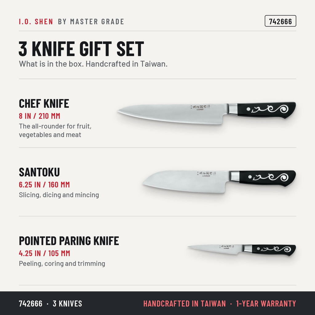 I.O. Shen 3-knife gift set 742666, features and details