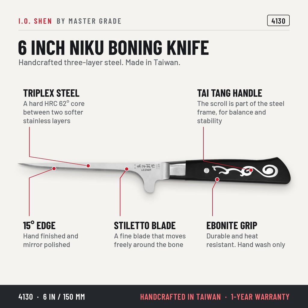 I.O. Shen 6 in boning knife 4130, features and details