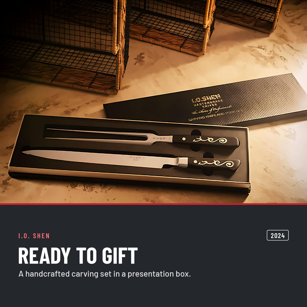 I.O. Shen carving knife and fork set 2024 in the kitchen