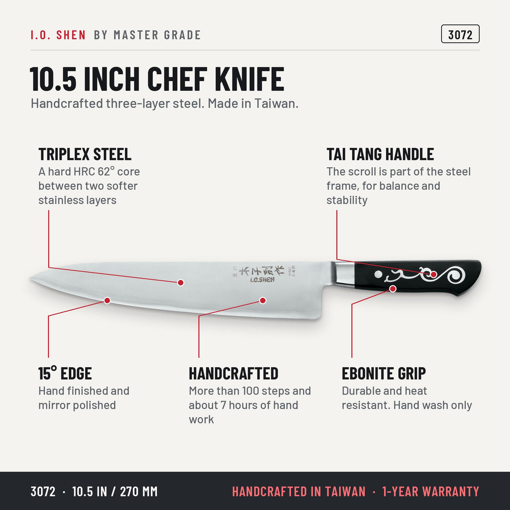 I.O. Shen 10 in chef knife 3072, features and details