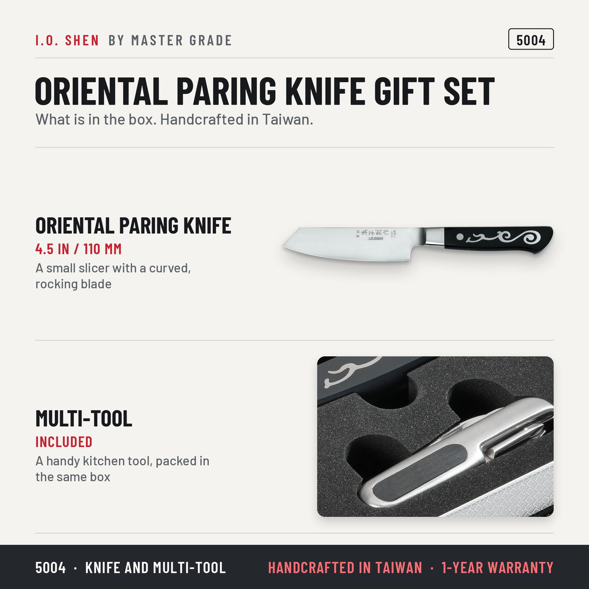 I.O. Shen oriental paring knife gift set 5004, features and details