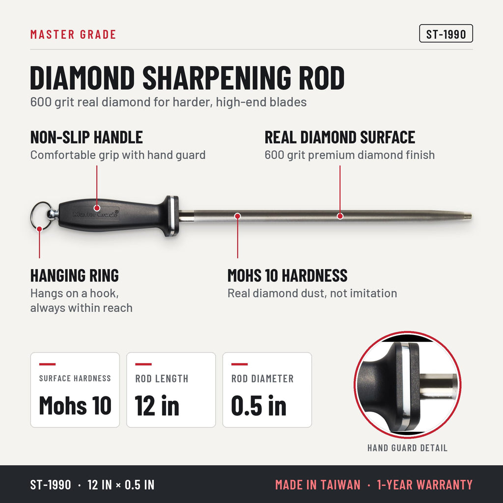 Master Grade ST-1990 12 in diamond honing rod, features and specifications