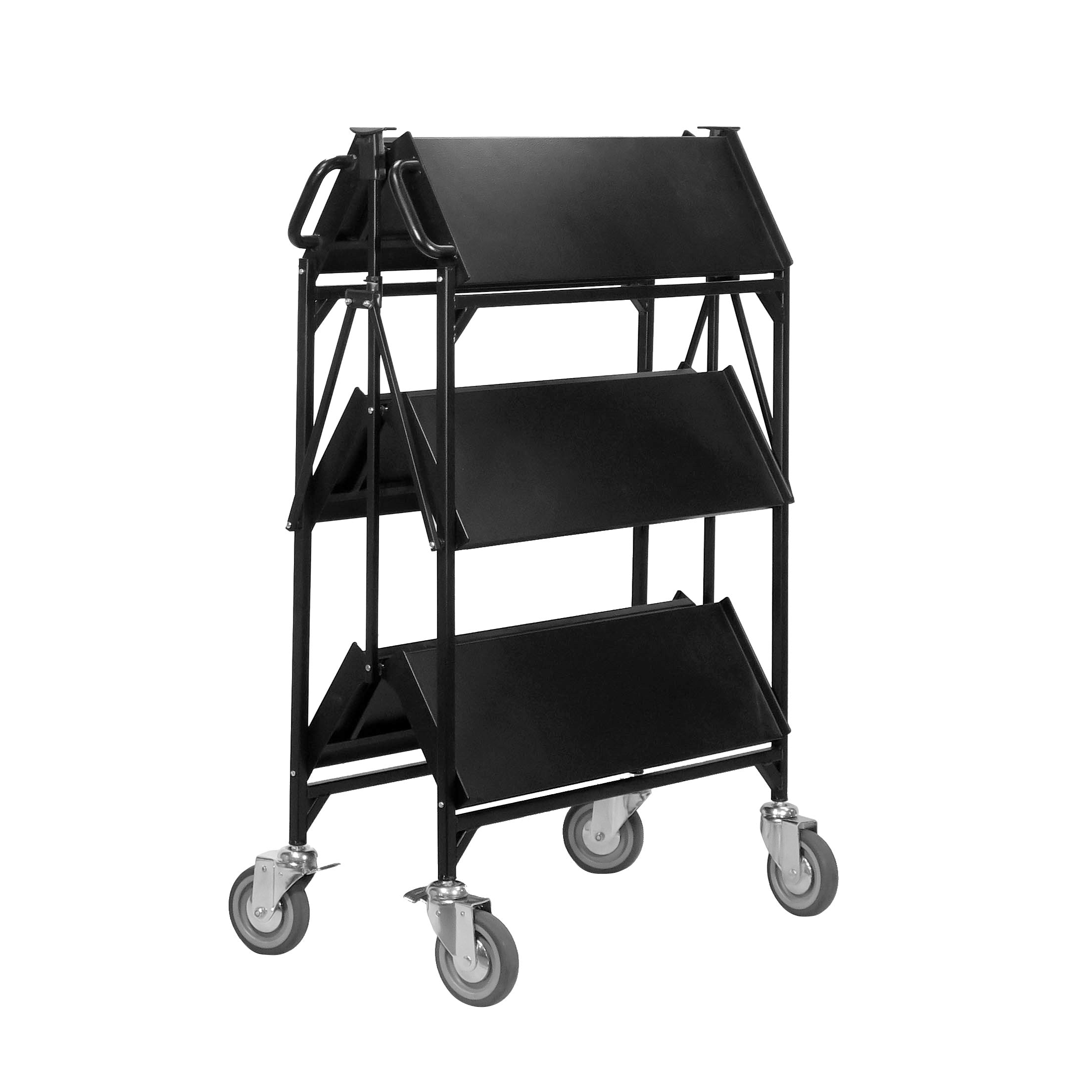Gerobak Lipat Kelas Master, Abu-abu 2-rak yang Dapat Dilipat, kapasitas 550 lb, kastor putar ukuran 5"X1,5" dengan 2 rem. SM-3010H