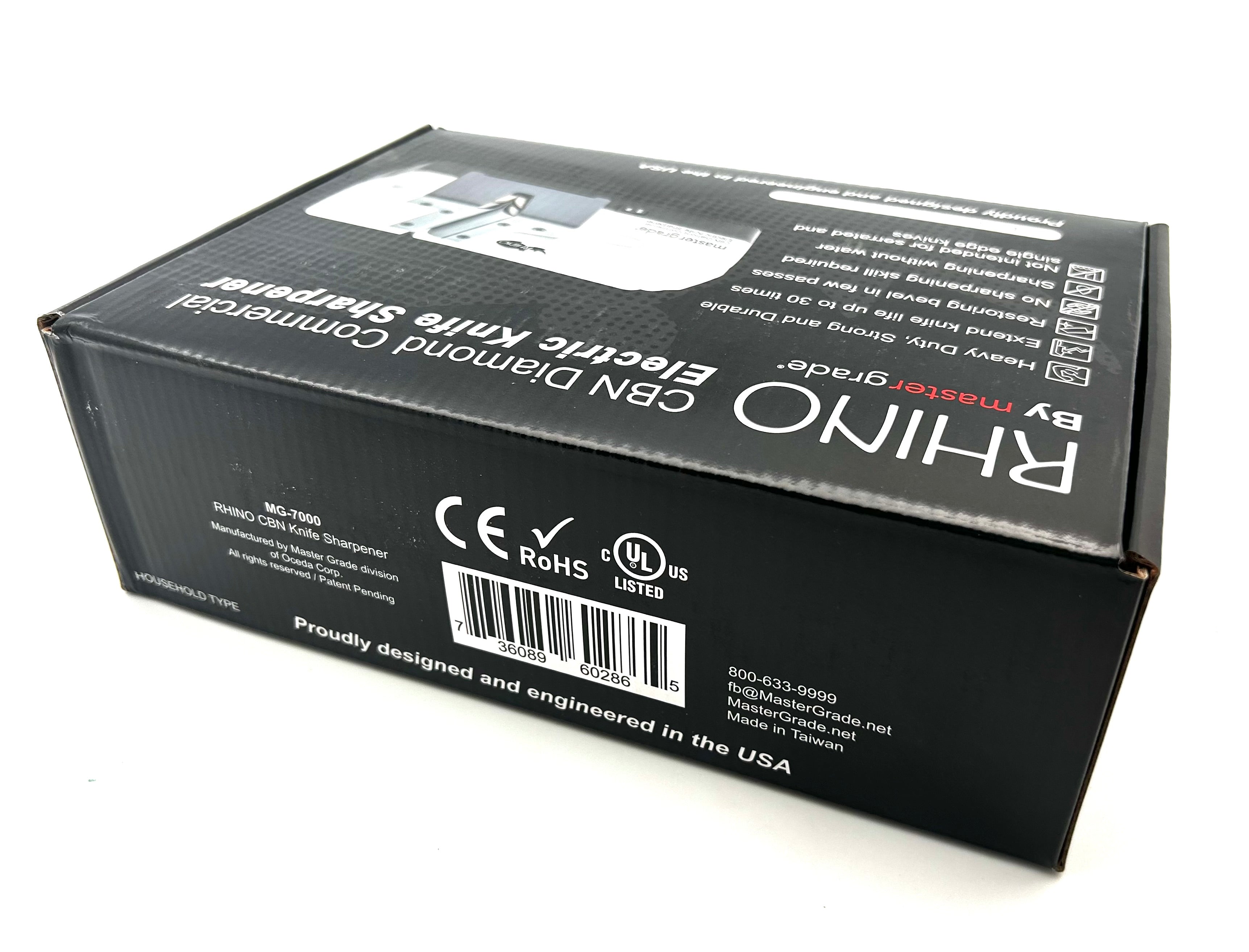 Rhino Commercial Electric Knife Sharpener – CBN Diamond Wheels for Butchers & Commercial Kitchens | MG-7000