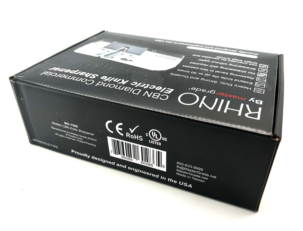 Rhino Commercial Electric Knife Sharpener – CBN Diamond Wheels for Butchers & Commercial Kitchens | MG-7000