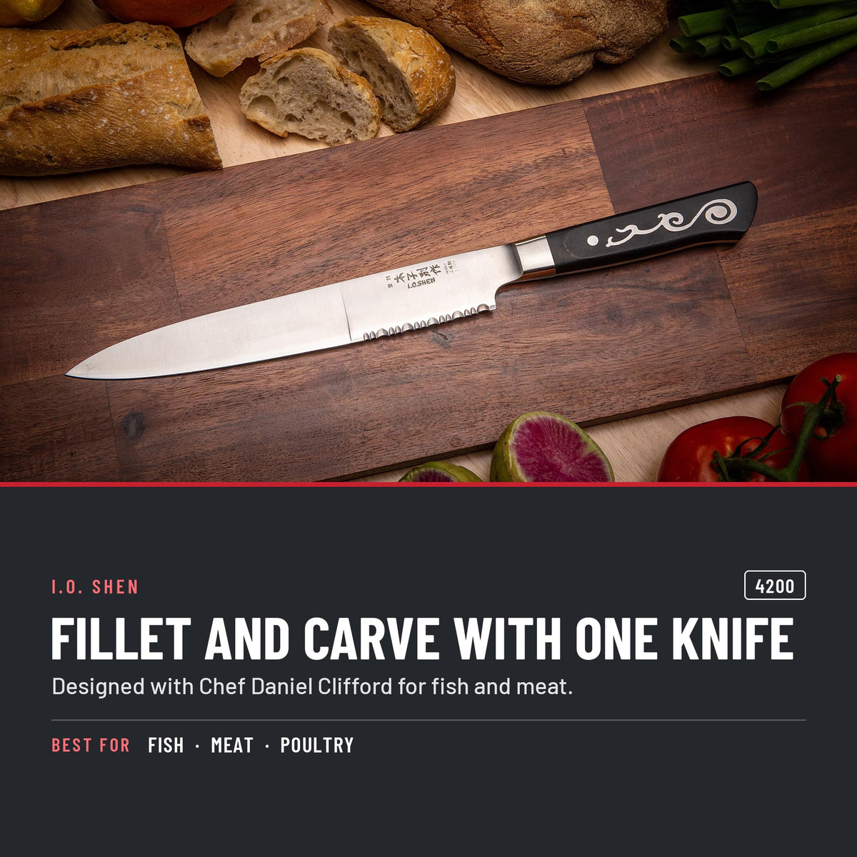 I.O. Shen 8.25 in MSH Ryoba knife 4200 in the kitchen