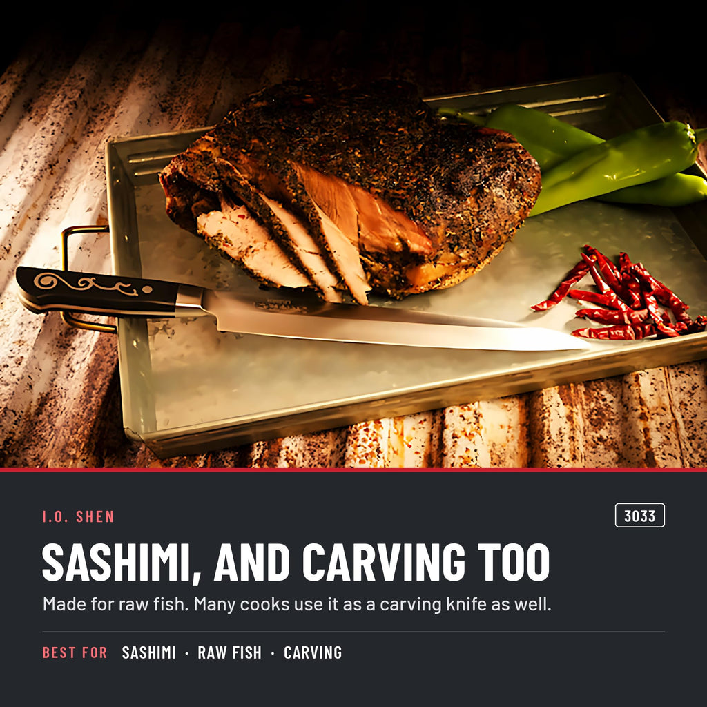 I.O. Shen 10.75 in right-handed sashimi knife 3033R in the kitchen