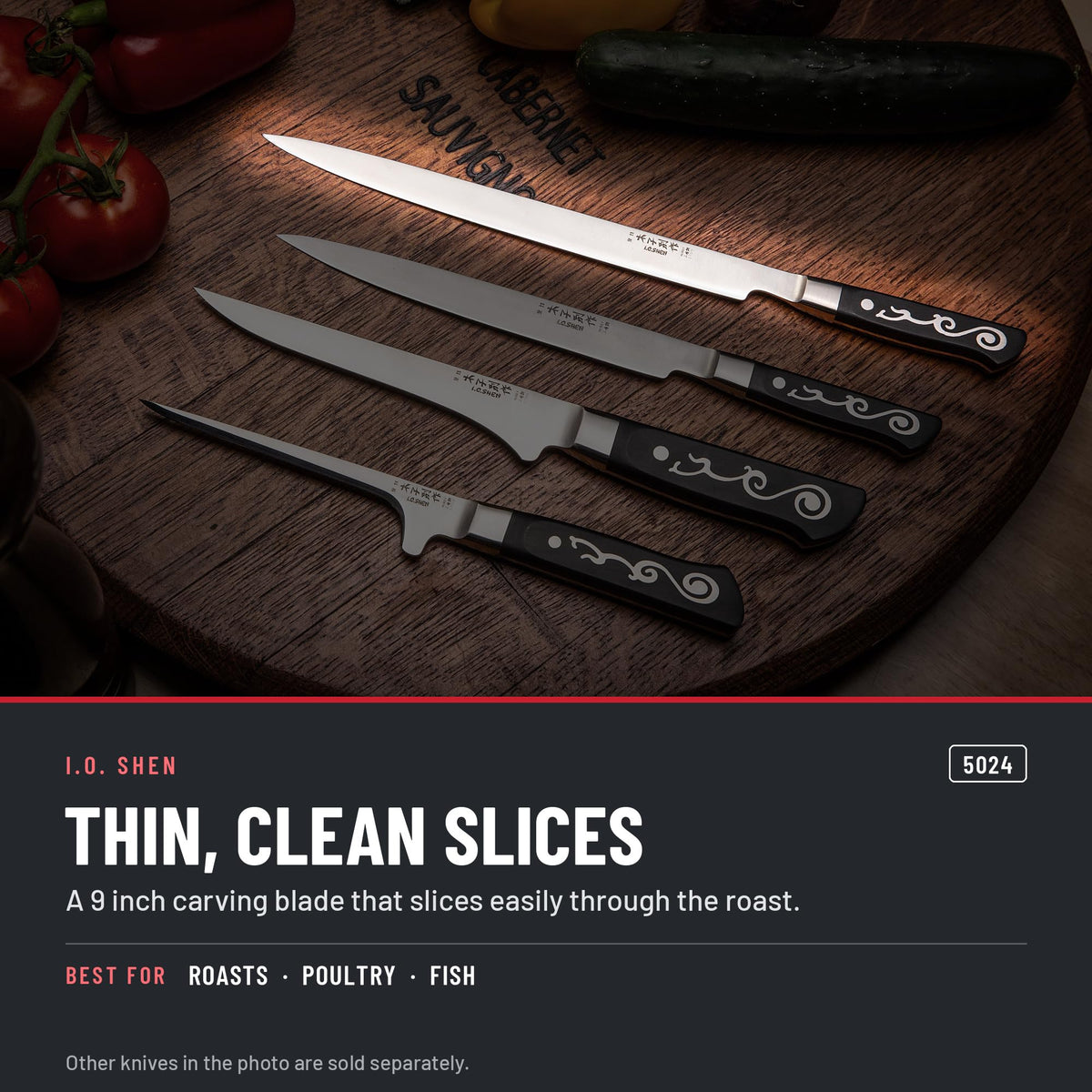 I.O. Shen 9 in carving knife 5024 in the kitchen