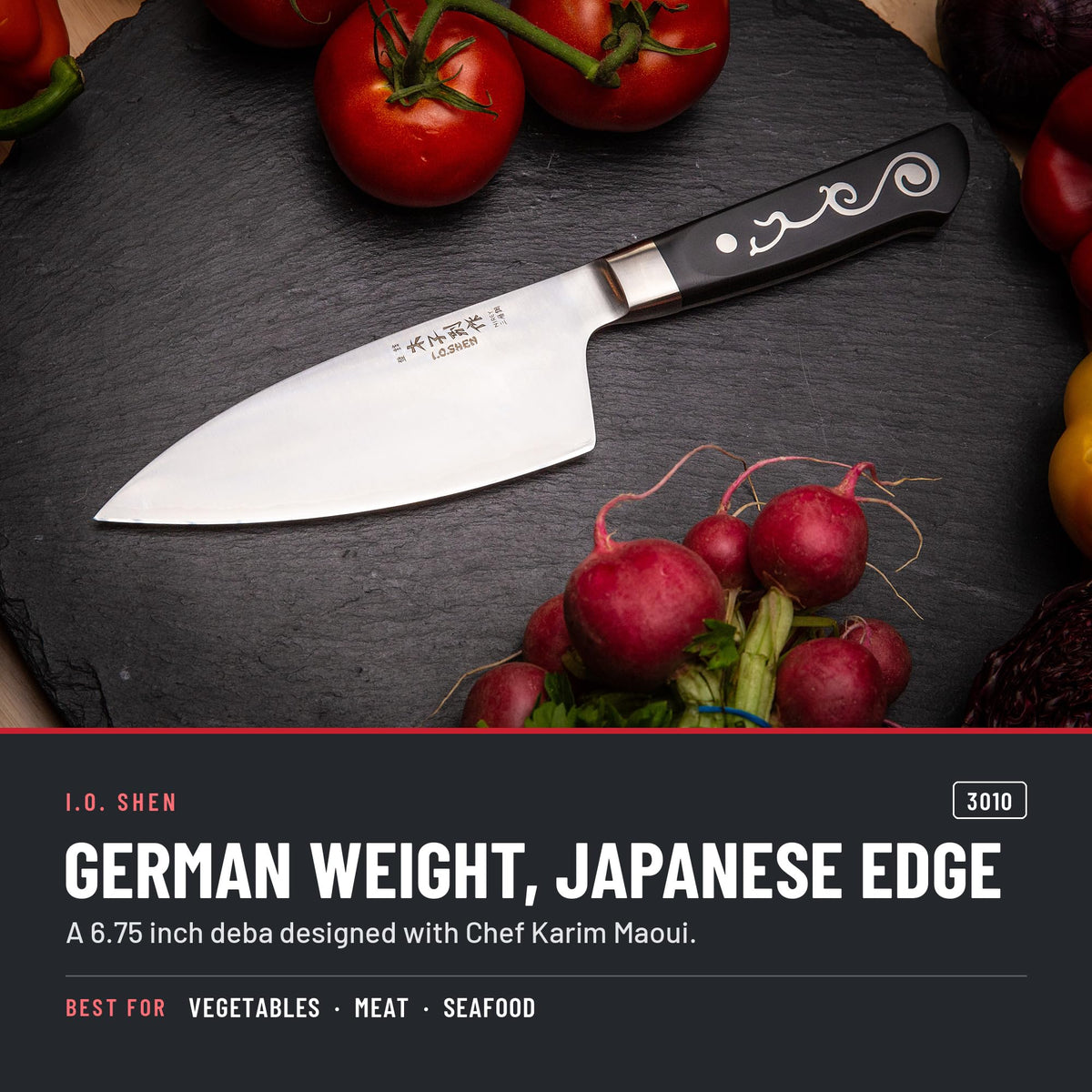 I.O. Shen 6.75 in Maoui Deba knife 3010 in the kitchen