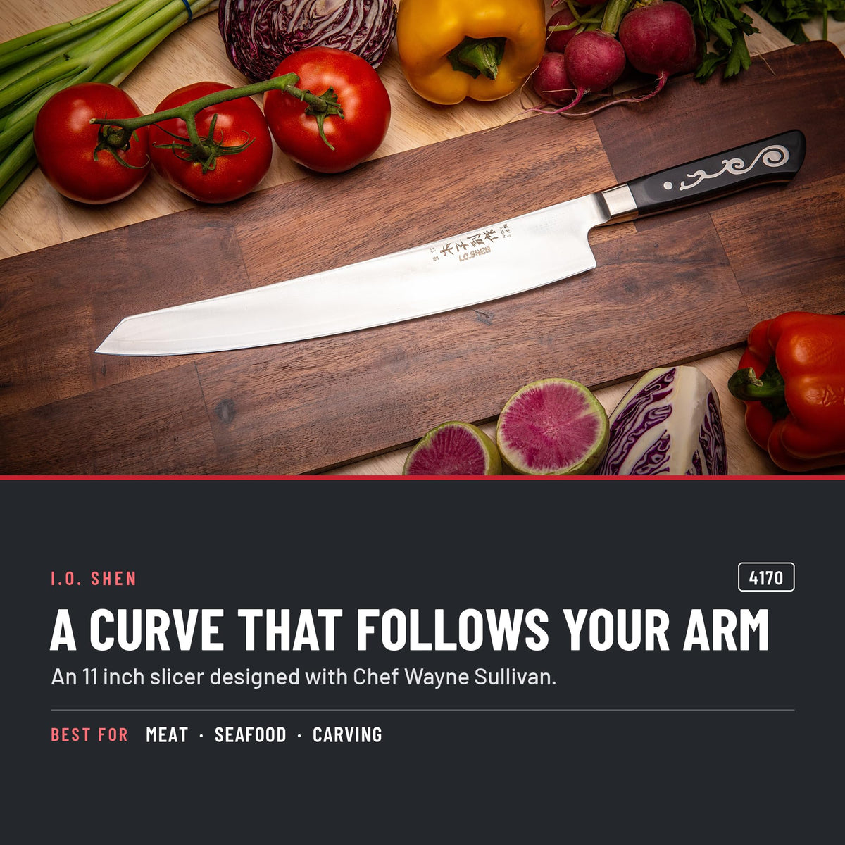 I.O. Shen 11 in Suraisu slicer 4170 in the kitchen