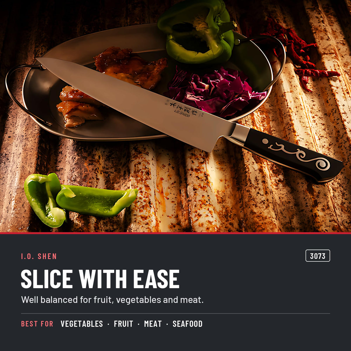 I.O. Shen 9.5 in chef knife 3073 in the kitchen