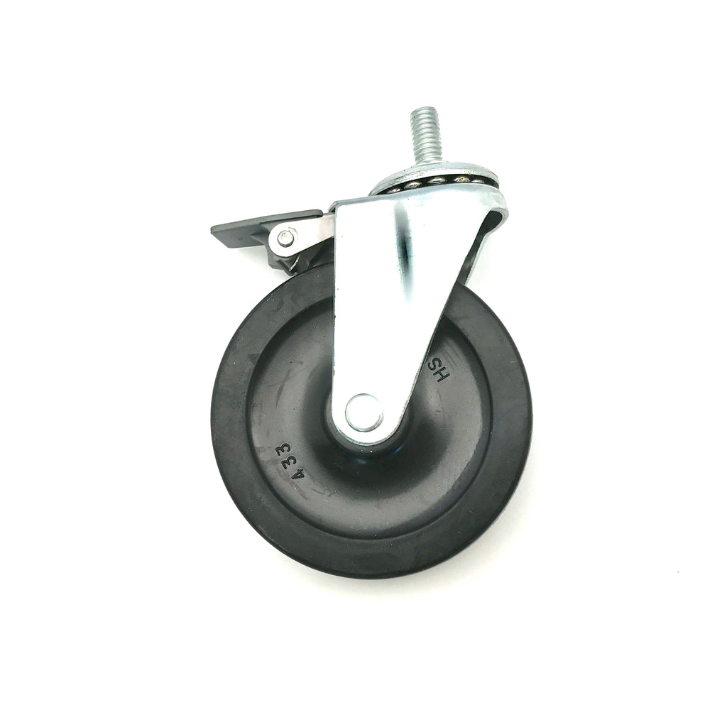 4" × 1" Rubber Swivel Caster with Brake, 220 lb – Replacement Wheel for FoldPro BC-800 & BC-2000/3000 Folding Carts | CT-3001