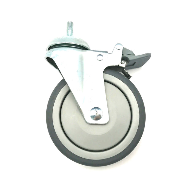 5" × 1½" TPR Swivel Caster with Pedal Brake, 450 lb, Ball Bearing – Replacement Wheel for BC-2000/3000 Folding Carts | CT-3031