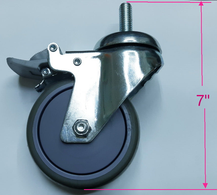 4" × 1¼" TPR Swivel Caster with Pedal Brake, 450 lb, Ball Bearing – Replacement Wheel for FoldPro BC-800, BC-2000/3000 Carts & PR-7000 Pan Rack | CT-3041