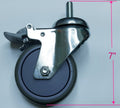 4" × 1¼" TPR Swivel Caster with Pedal Brake, 450 lb, Ball Bearing – Replacement Wheel for FoldPro BC-800, BC-2000/3000 Carts & PR-7000 Pan Rack | CT-3041