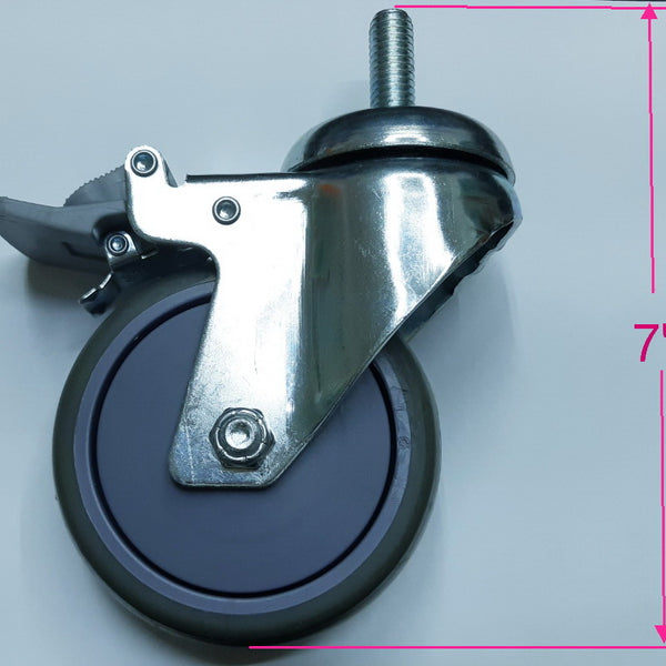 4" × 1¼" TPR Swivel Caster with Pedal Brake, 450 lb, Ball Bearing – Replacement Wheel for FoldPro BC-800, BC-2000/3000 Carts & PR-7000 Pan Rack | CT-3041