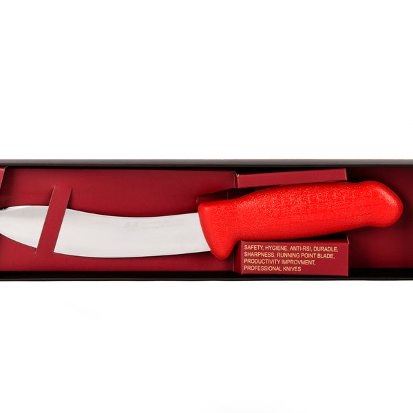 6" Skinning Butcher Knife – AUS-8 Stainless Steel, Red Handle | HM-01-15