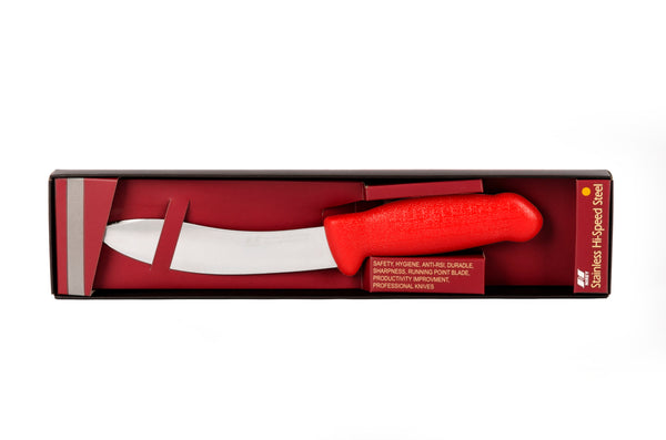 6" Skinning Butcher Knife – AUS-8 Stainless Steel, Red Handle | HM-01-15