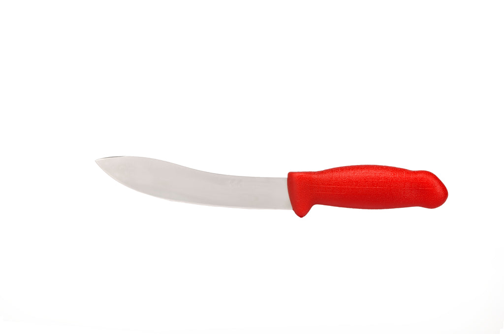 7" Skinning Butcher Knife – AUS-8 Stainless Steel, Red Handle | HM-01-17