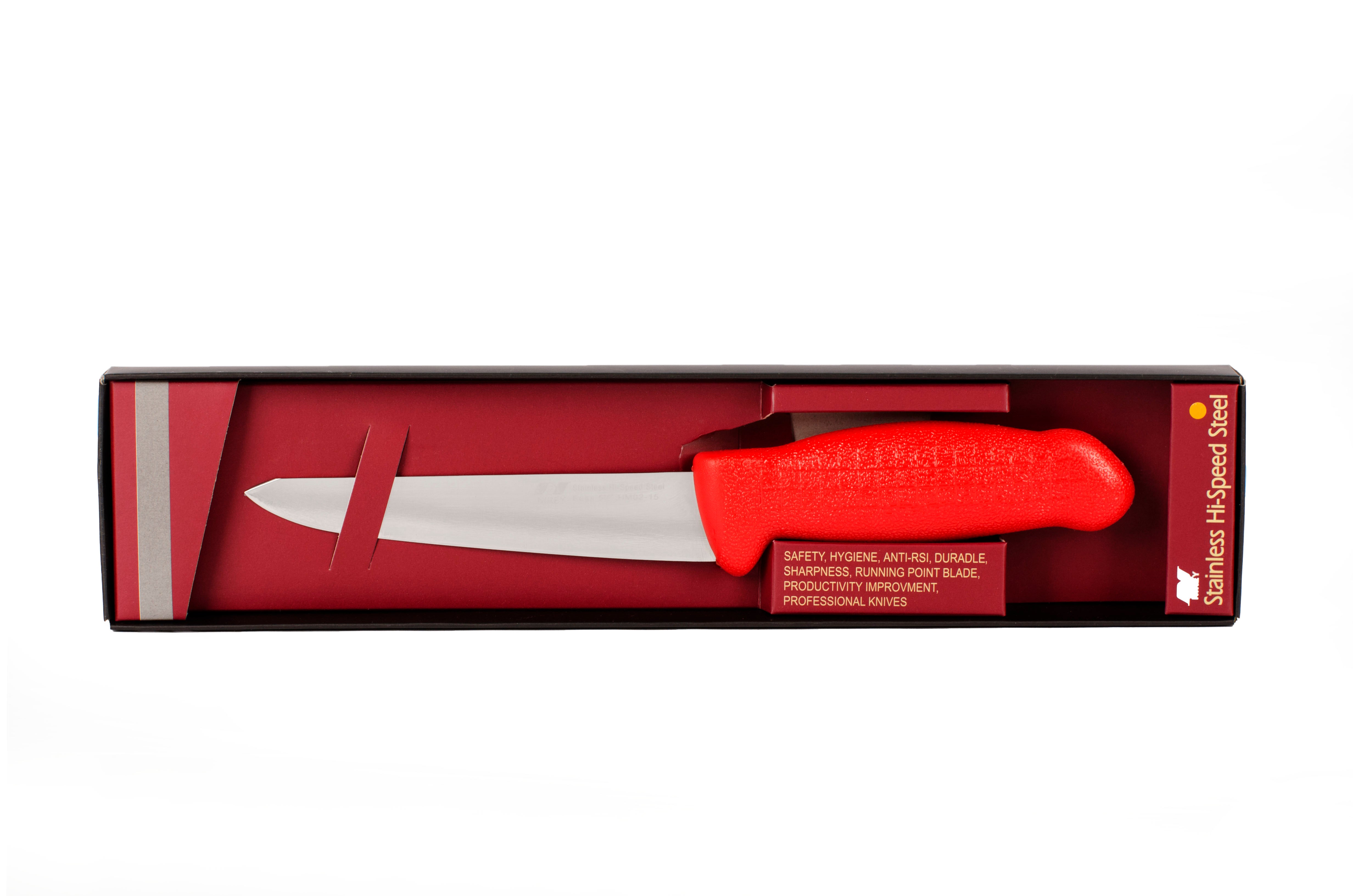 6" Boss Butcher Knife – AUS-8 Stainless Steel, Red Handle | HM-02-15