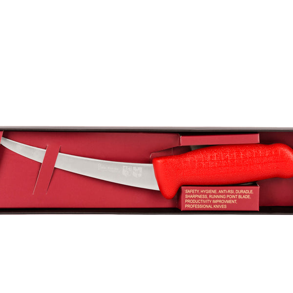6" Flexible Boning Knife – AUS-8 Stainless Steel, Red Handle | HM-03-15