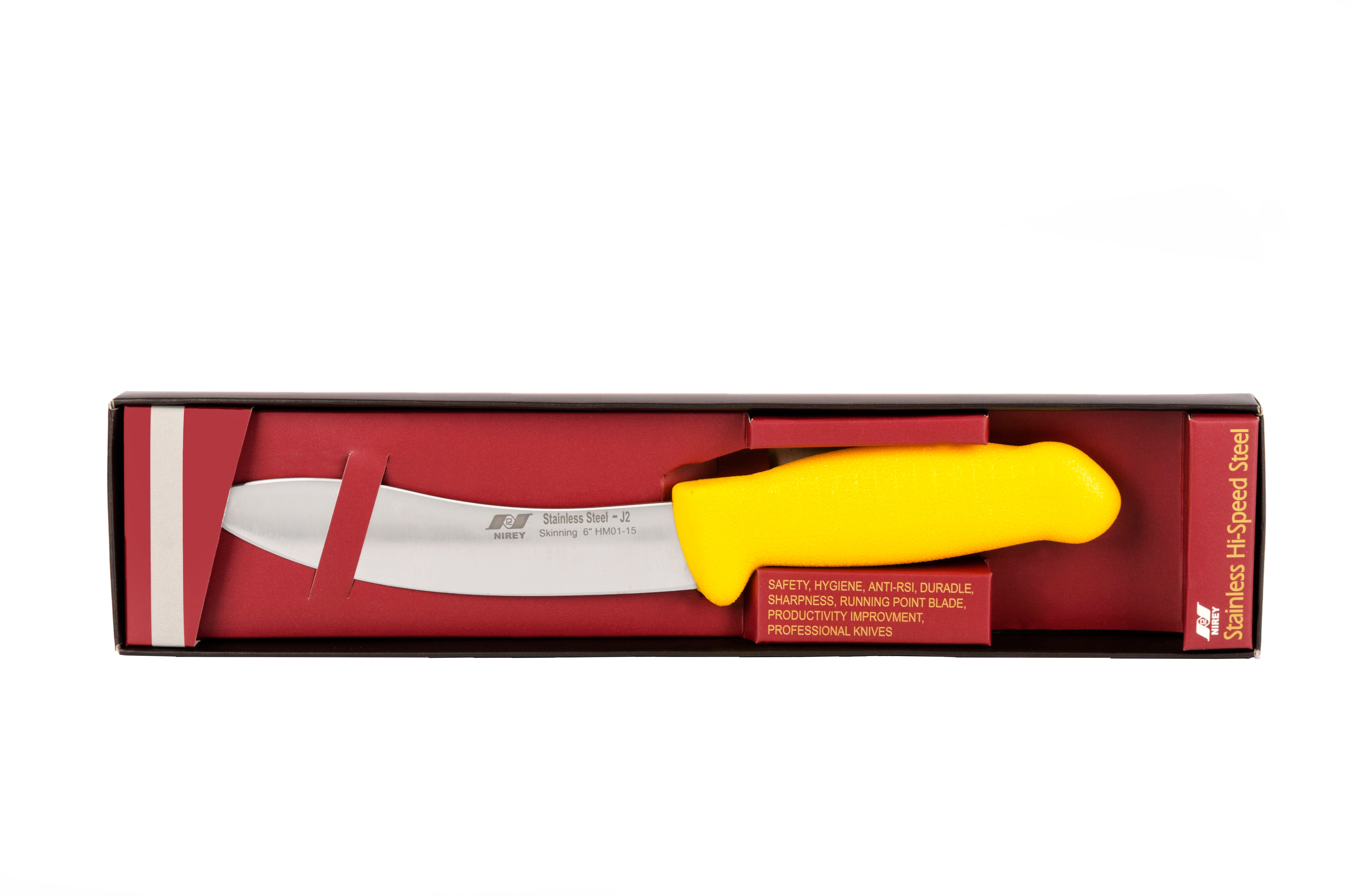 Pisau Koki Daging 6" Skinning; Gagang Kuning dengan Pisau Stainless Steel 420plus (pisau HRC Kira-kira 48ª) F-J2-0115-KP 