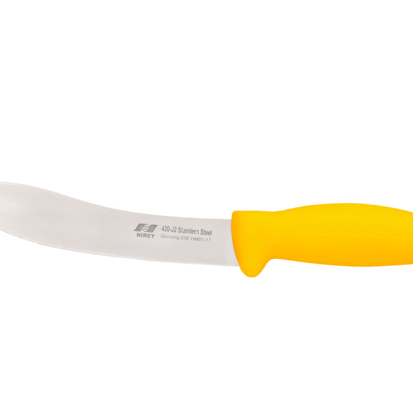 7" Skinning Butcher Knife – 420 Stainless Steel, Yellow Handle | F-J2-0117-KP