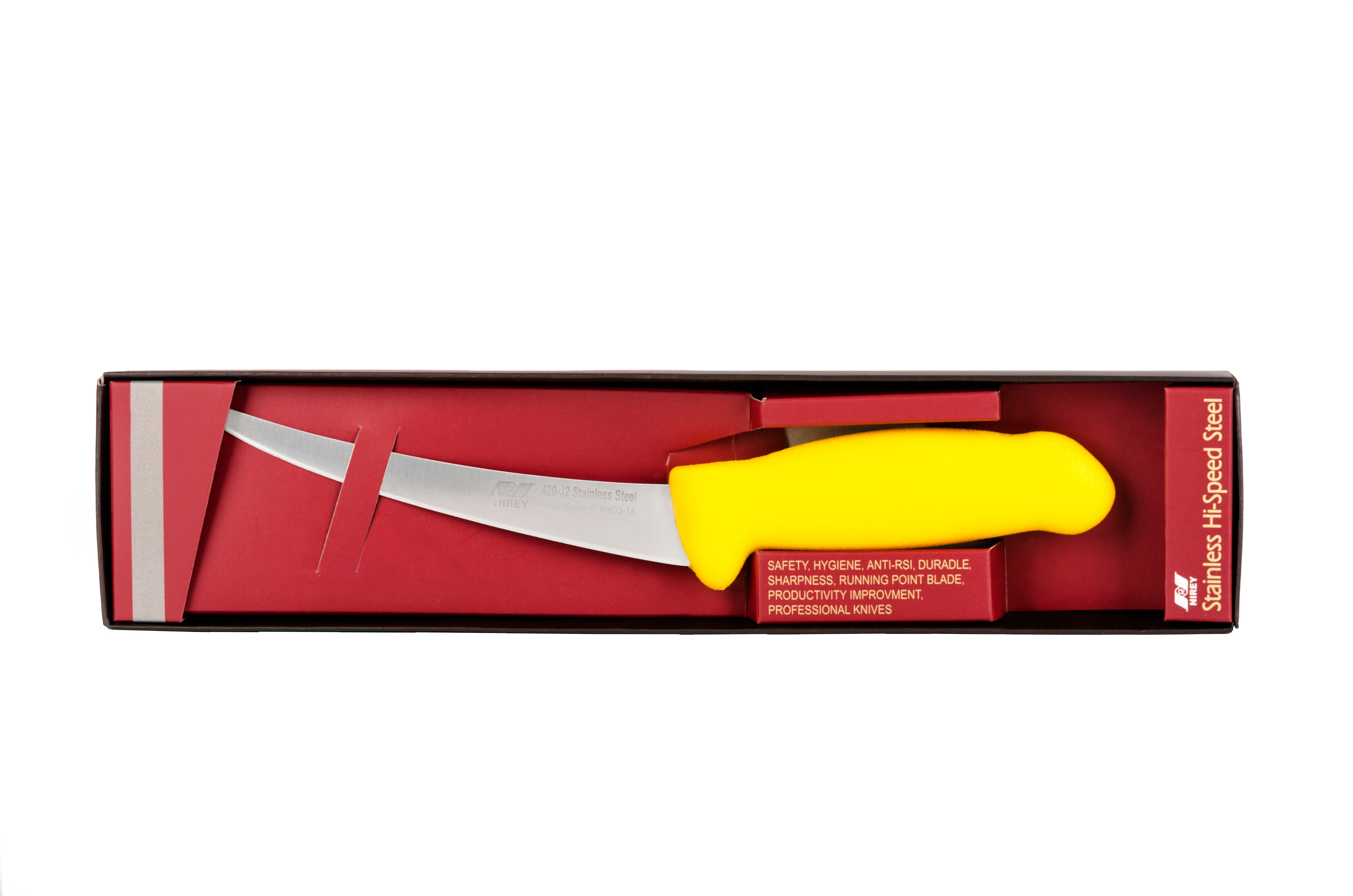 6" Flexible Boning Knife – Butcher Knife with Ergonomic Yellow Handle, 420 Stainless Steel, F-J2-0315-KP