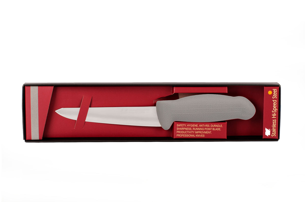 6" Boss Butcher Knife – 3-Layer Premium ErDon Steel, Grey Handle | F-L3-0215-KR
