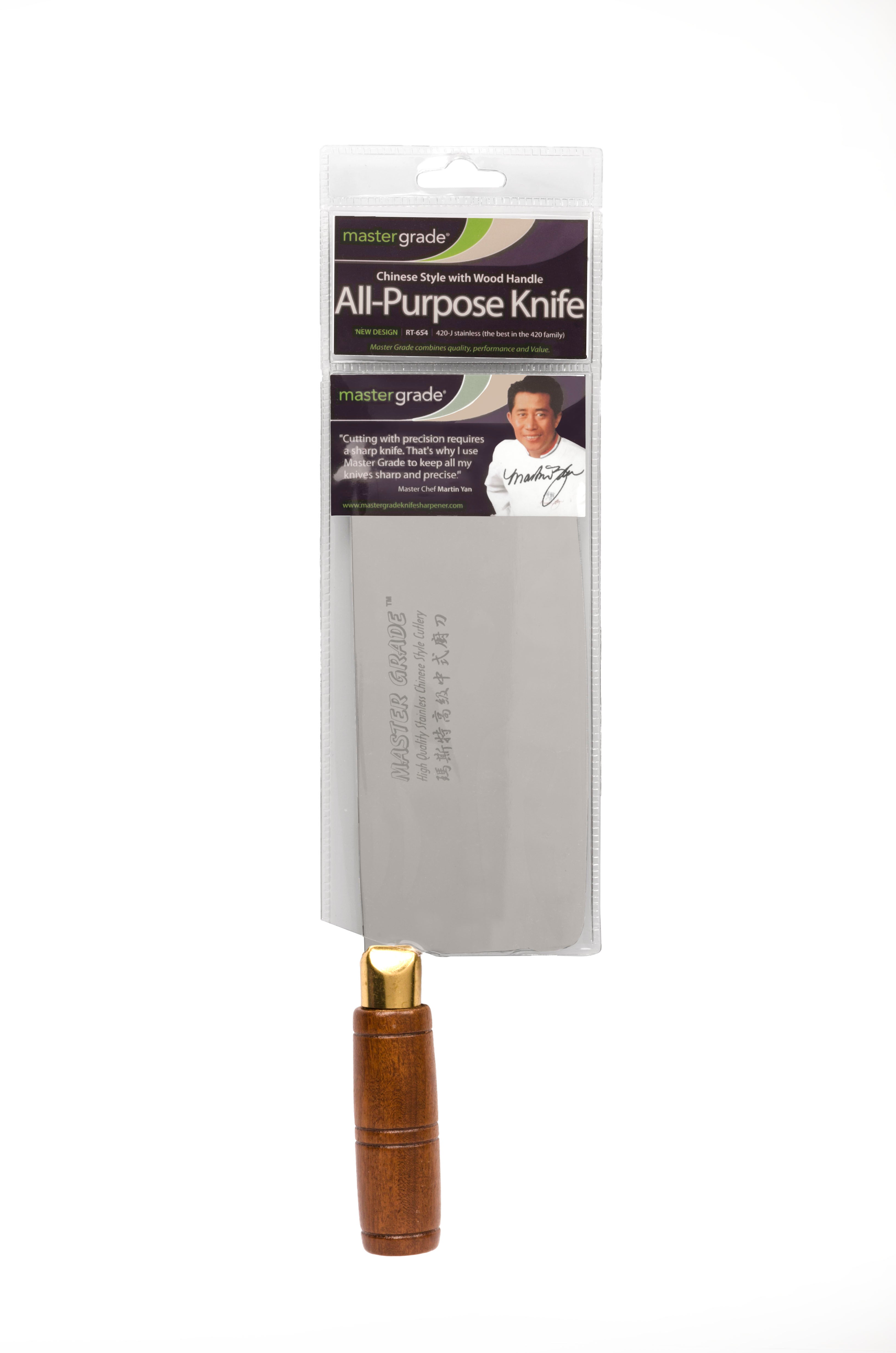 8" Chinese All-Purpose Chef Knife – Wood Handle, 420-J Stainless Steel | RT-654