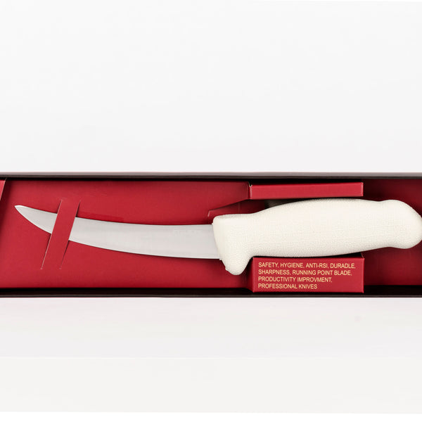 5½" Trimming Knife for Meat – 3-Layer Premium+ ErDon Steel, Light Grey Handle | F-SL3-0413-KR