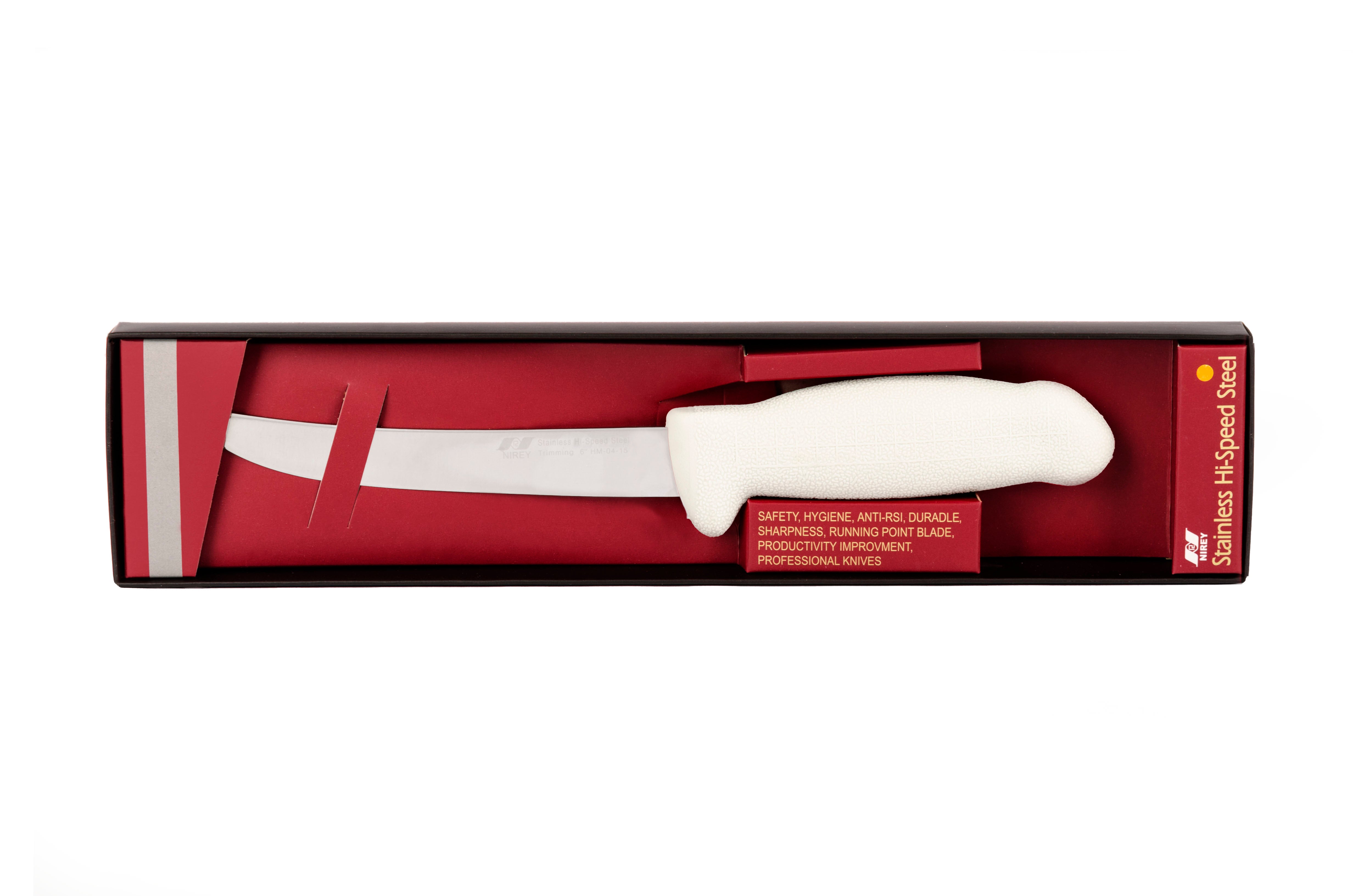 6" Trimming Knife for Meat – 3-Layer Premium+ ErDon Steel, Light Grey Handle | F-SL3-0415-KR
