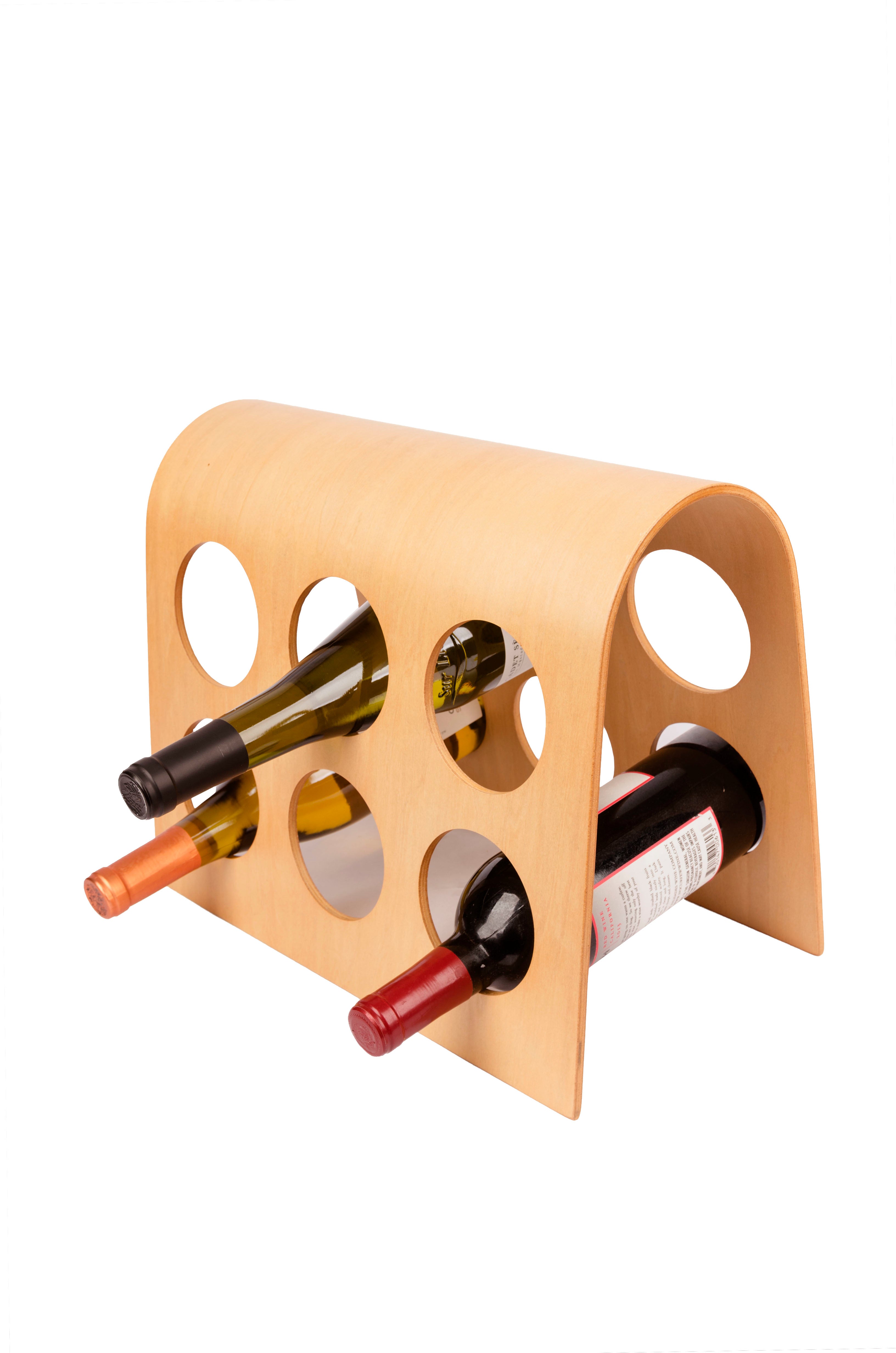 6-Bottle Wooden Wine Rack – Modular Hardwood with Philippine Mahogany, European Design | FU-3502