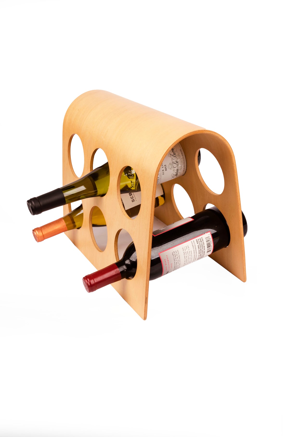 6-Bottle Wooden Wine Rack – Modular Hardwood with Philippine Mahogany, European Design | FU-3502