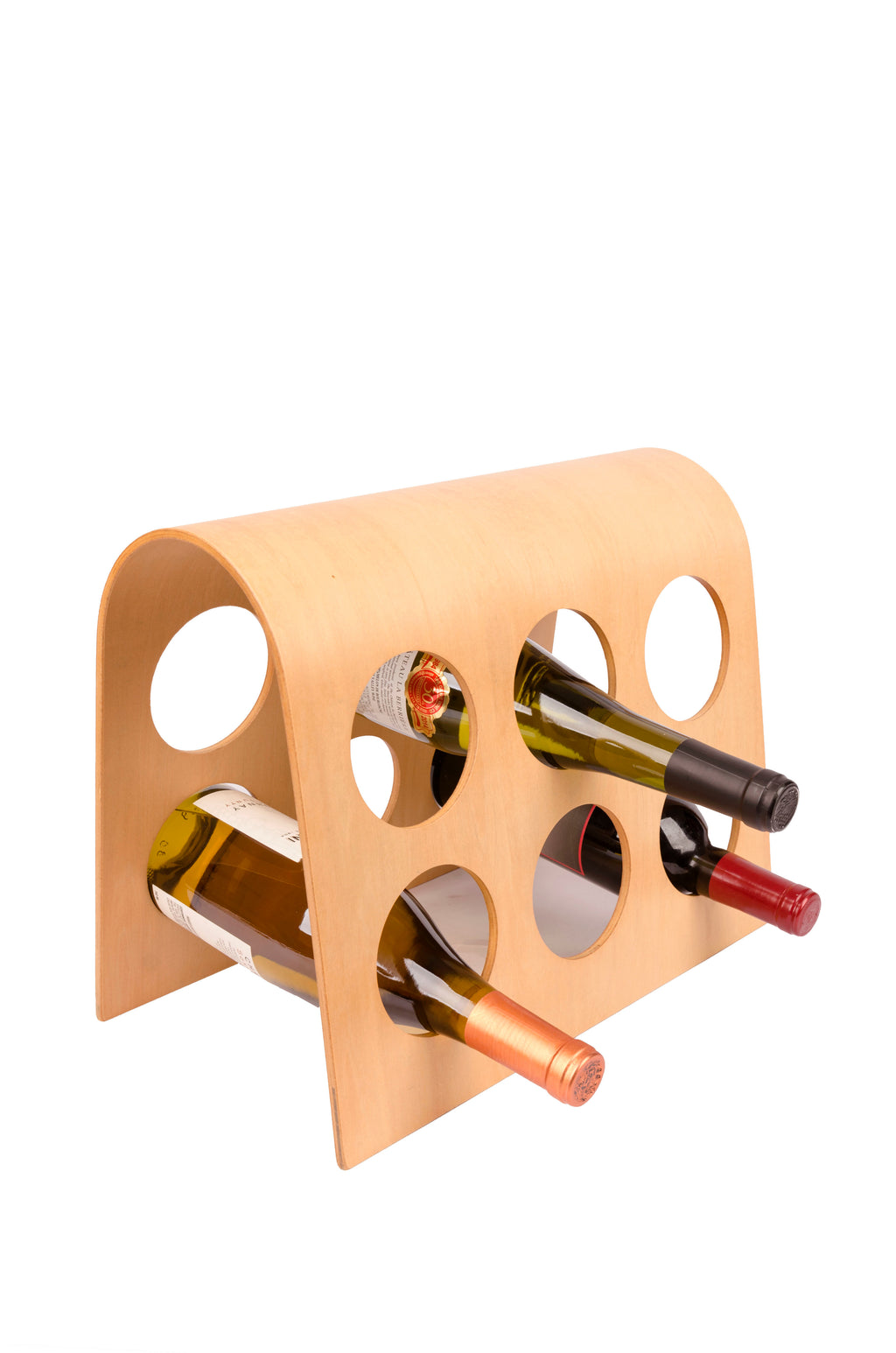 6-Bottle Wooden Wine Rack – Modular Hardwood with Philippine Mahogany, European Design | FU-3502
