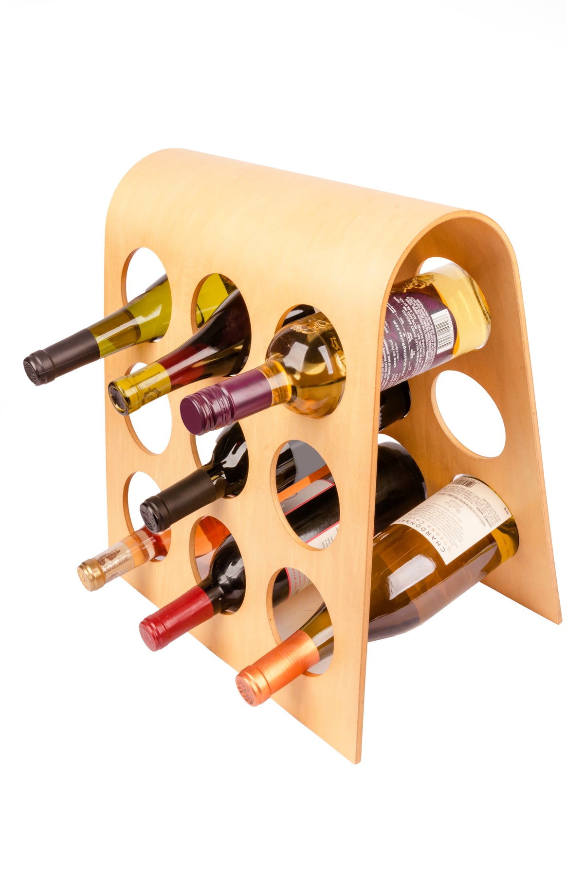 9-Bottle Wooden Wine Rack – Modular Hardwood with Philippine Mahogany, European Design | FU-3505