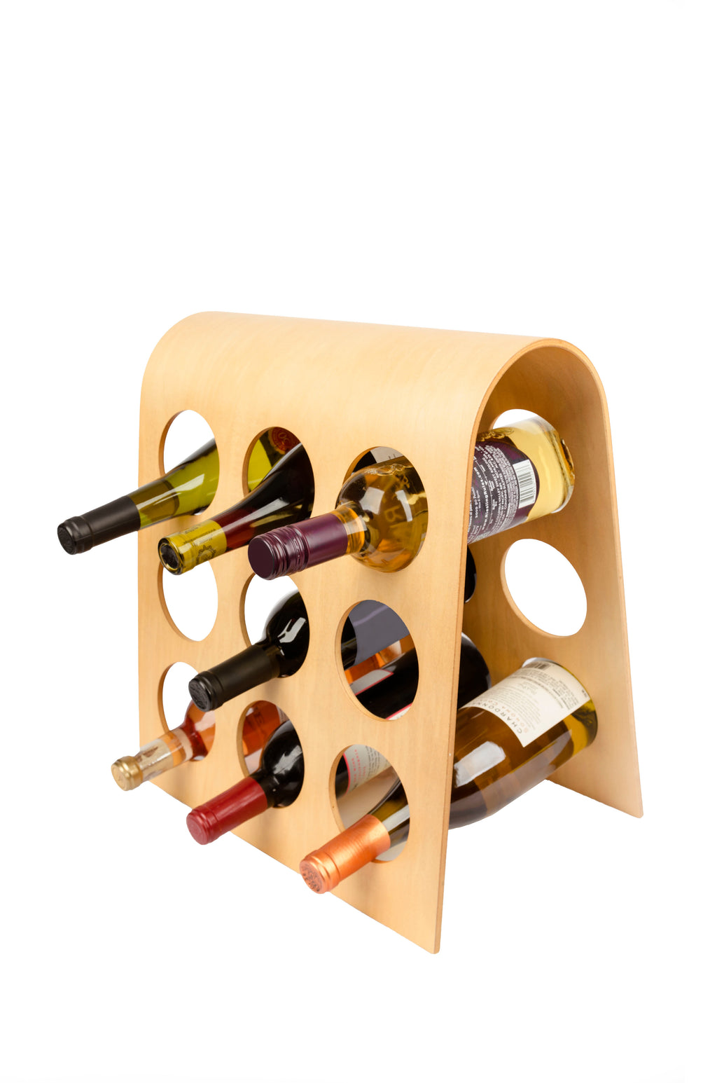Desain Eropa Bordeaux 9-botol Rak Anggur Kayu Keras Modular, Mahoni Filipina. FU-3505